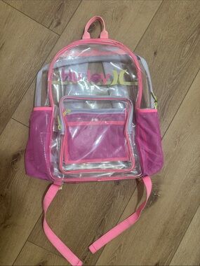 Hurley Clear Backpack with Pink Accents and Gold Logo